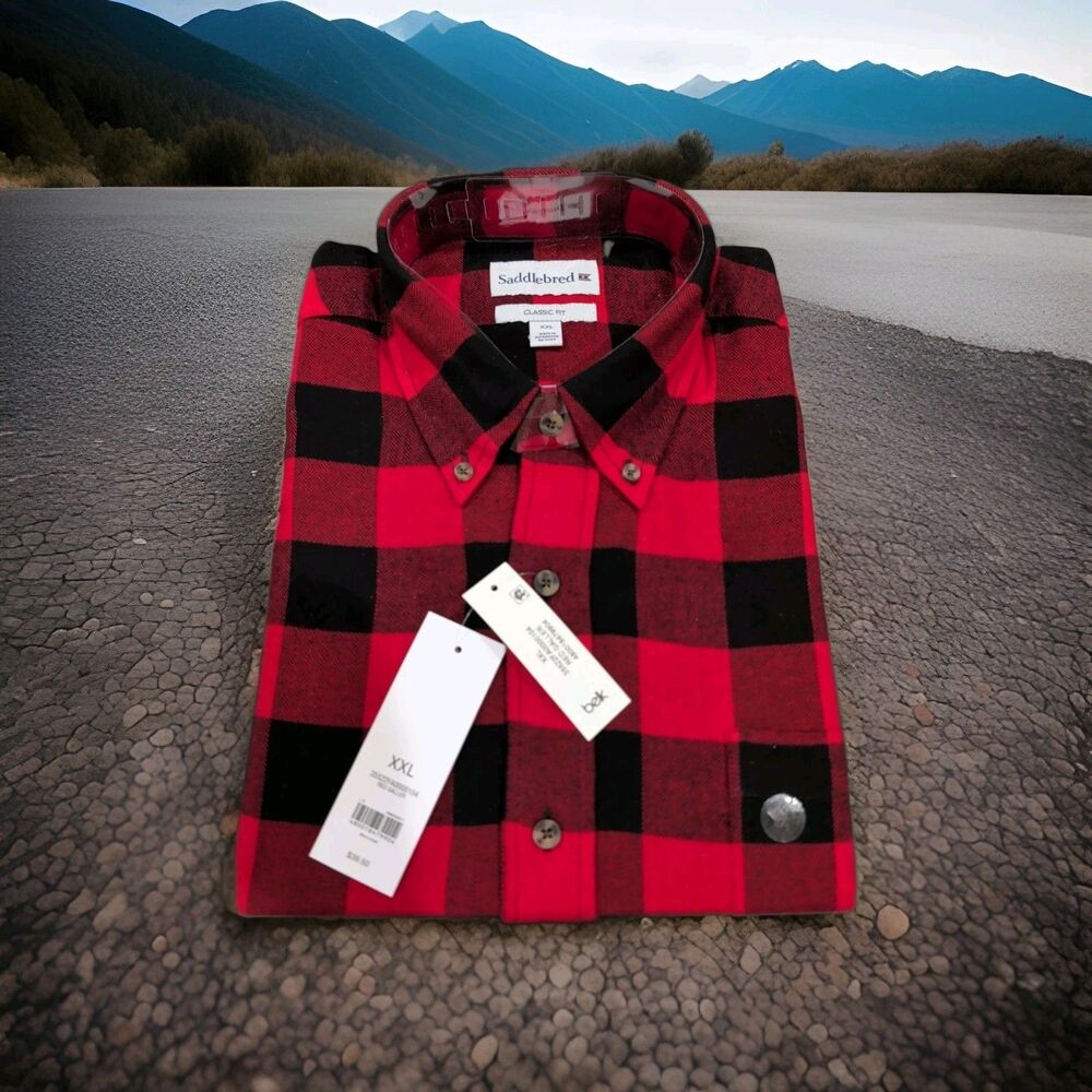 SADDLEBRED CLASSIC FIT BUFFALO PLAID SUPER SOFT FLANNEL SHIRT MENS SIZE XXL NWT